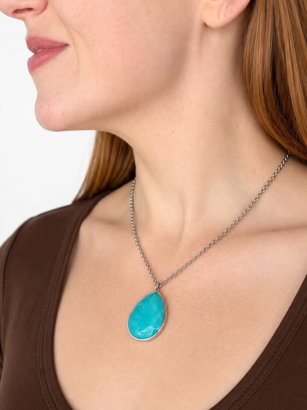 Fossil Teardrop Pendant Necklace